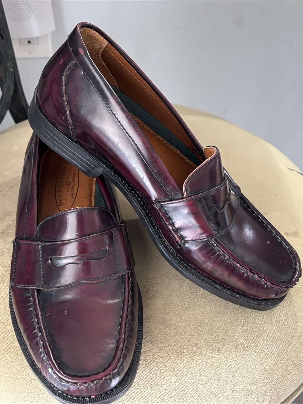 Boca classic Men's Oxford Penny Loafers in Burgundy - Picture 3 of 6